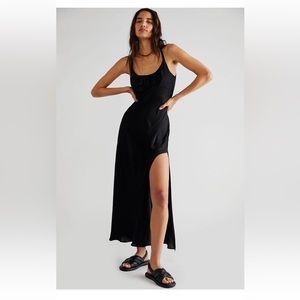 Black maxi satin free people dress. Backless. Never worn